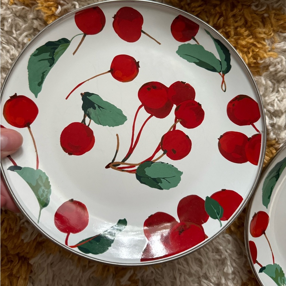 Pottery Barn Cherry Themed Salad Plates - FOUR *DISCONTINUED*